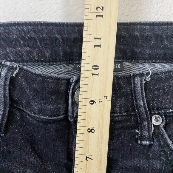 American Eagle Next Level Airflex Stacked Skinny Jeans Mens 32x35 Black Distress - Picture 12 of 12
